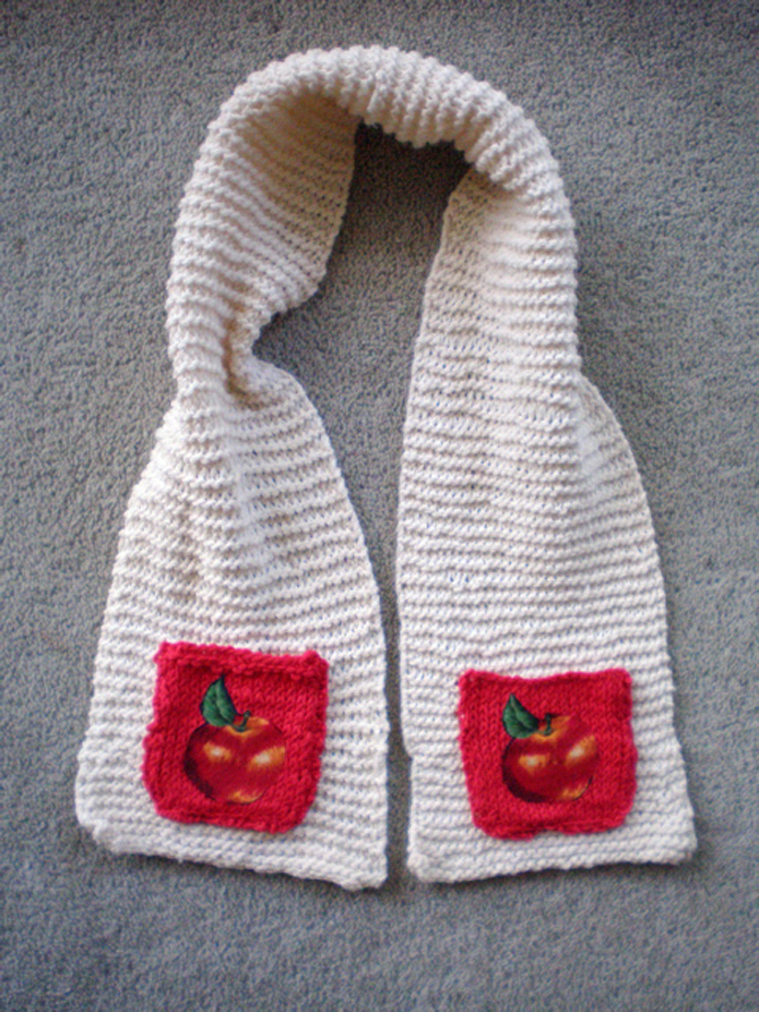 Knitting a Gift - Childrens Apple Pocket Scarf - Sew in Love