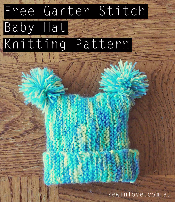 Free baby hat knitting pattern with pom poms Garter