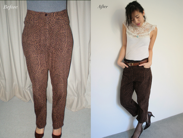 Upcycled Vintage Pants | Just by adding cuffs to your pants and some belt loops, you can turn an old pair of pants into something vintage chic. See the step-by-step sewing tutorial in this blog post.