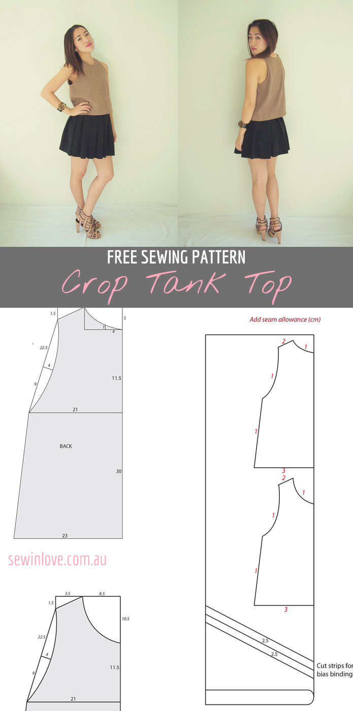 Free crop tank top sewing pattern and tutorial Sew in Love