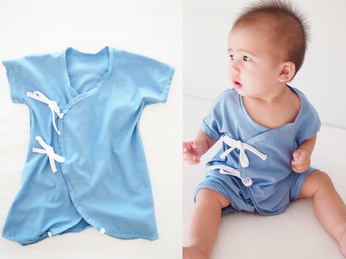 Cute baby onesie - kimono style! This is a free sewing pattern and tutorial. Make one for your little one today!