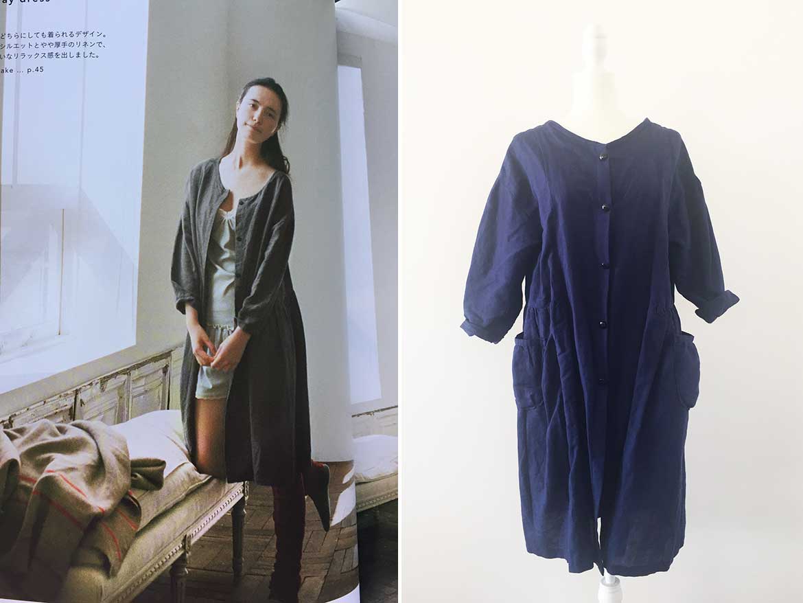 Shirt Dress made from linen, using sewing pattern from the Japanese sewing book, Simple Chic.