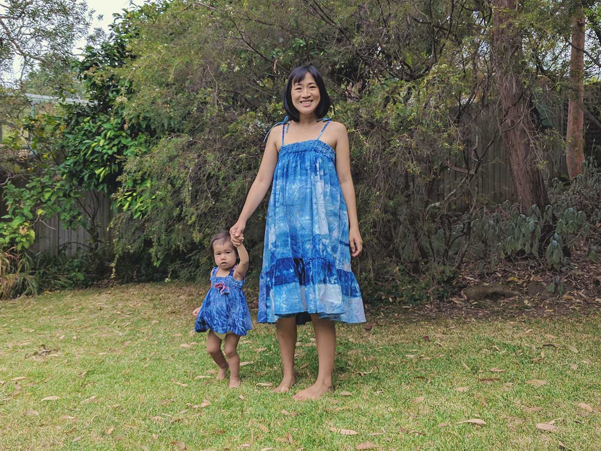 Mother and Daughter Dress Patterns | I made a matching outfit using shibori tie-dye fabric I dyed myself. More info on the sewing patterns I used o the blog!