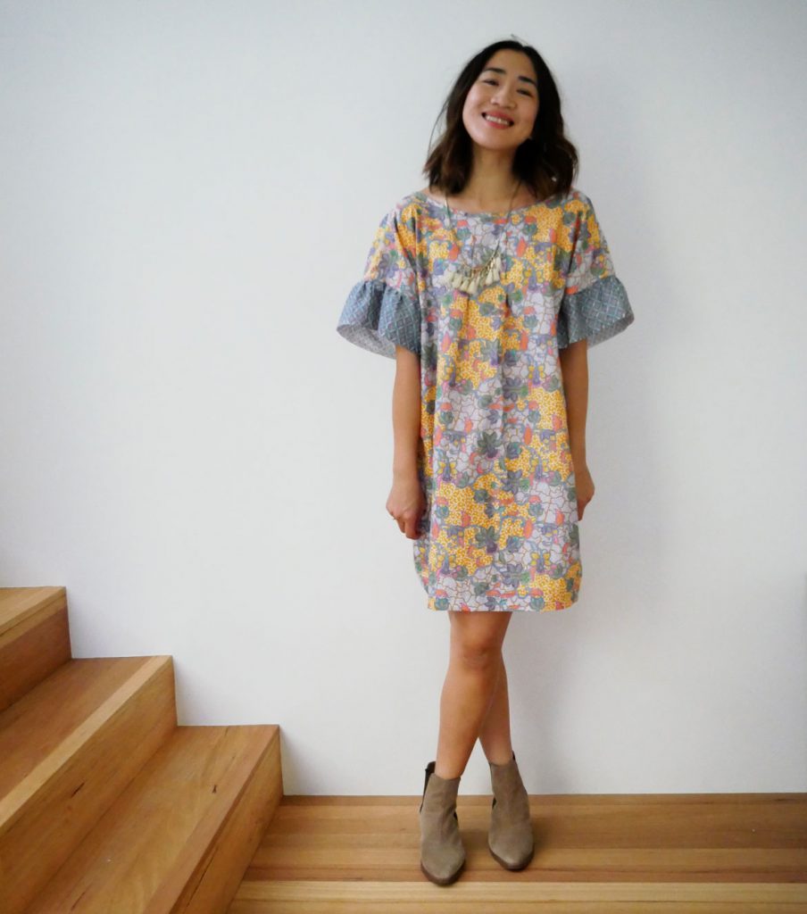 Free Ruffle Sleeve Dress Sewing Pattern + Tutorial | Free sewing pattern for women who are DIY lovers! Make your own ruffle sleeve dress using this free and easy sewing pattern and tutorial. Lots more fashion sewing at: https://www.sewinlove.com.au/