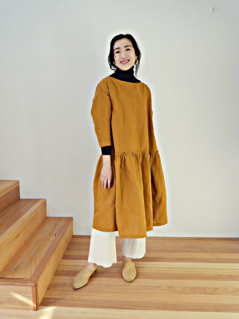 Japanese linen drop waist dress from a Japanese sewing pattern book. See more photos at https://www.sewinlove.com.au/