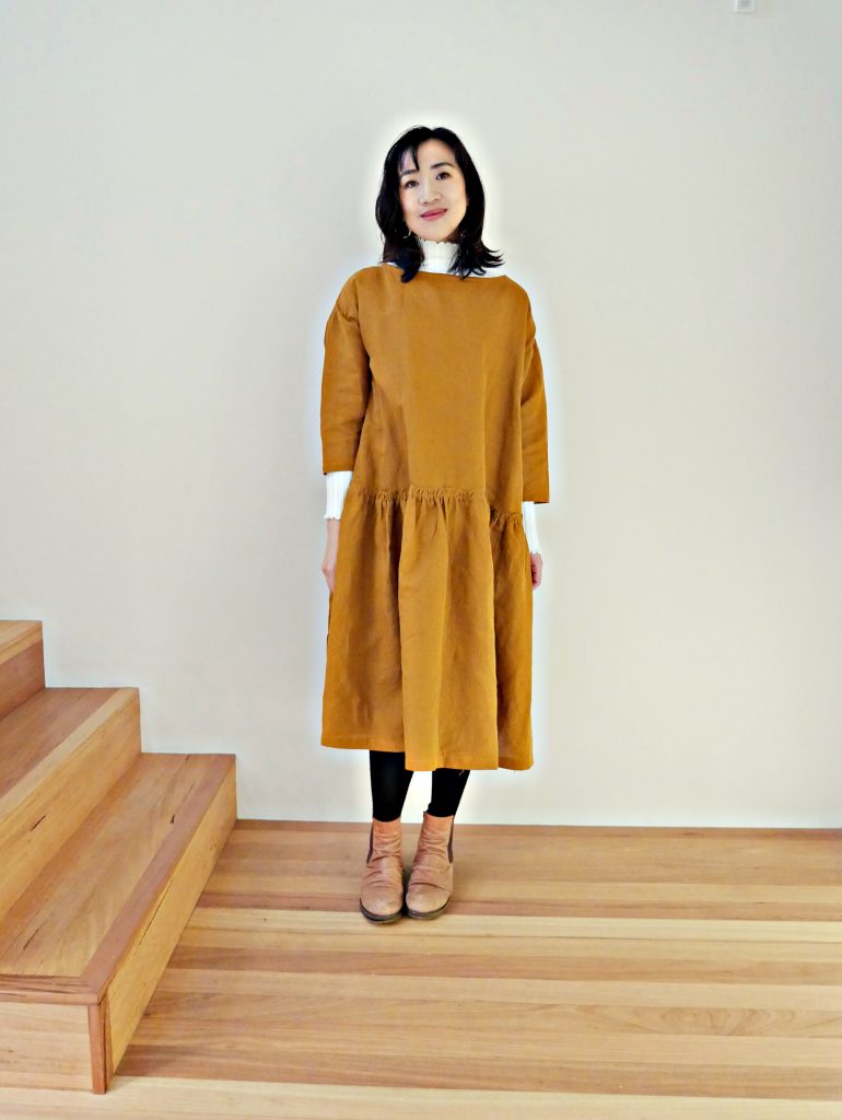 Japanese linen drop waist dress from a Japanese sewing pattern book. See more photos at https://www.sewinlove.com.au/